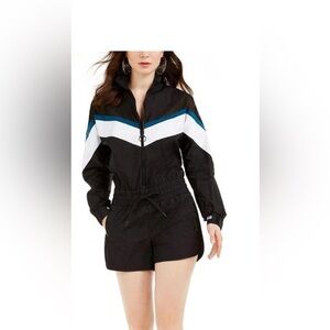 GUESS Stylish Black and Blue Windbreaker Romper